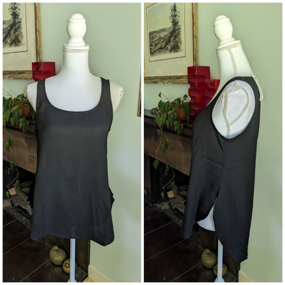 NEW Marla Wynn for Chico’s Wms XS Black Crepe Tank Top Woven Basic Polyester 124